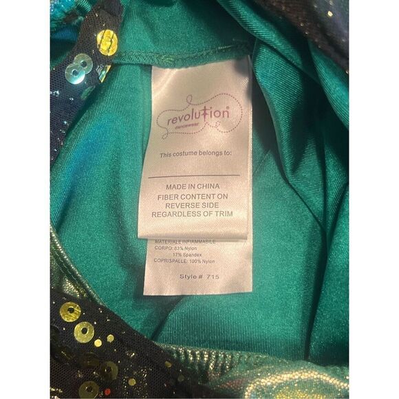 Revolution medium child holographic sequin one shoulder dance costume jazz - Picture 5 of 5